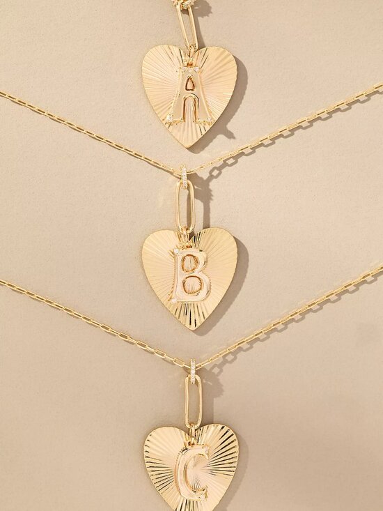 Anthropologie Jewelry - Anthropologie Gold Monogram "M" Fluted Heart Pendant Necklace/NWT